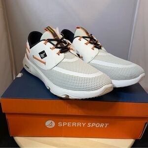 New!! Sperry Men's 7 Seas 3-Eye White Sneakers STS41105 slip On Shoes Size 11